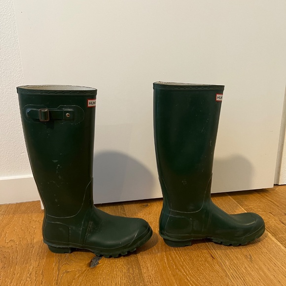 Hunter Rain Boots Green Women's 10 - Picture 2 of 5